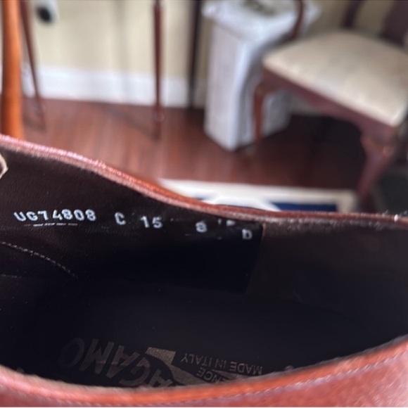 Salvatore Ferragamo Brown Pebble Leather Oxfords Sz 8 - Picture 12 of 12